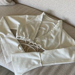 Cream Long Sleeve Crop Top